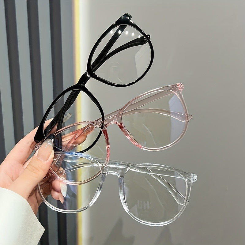 3pcs Retro Classic Fashion Glasses - Minimalist Round Full Rim TR PC Polycarbonate Frames in Black