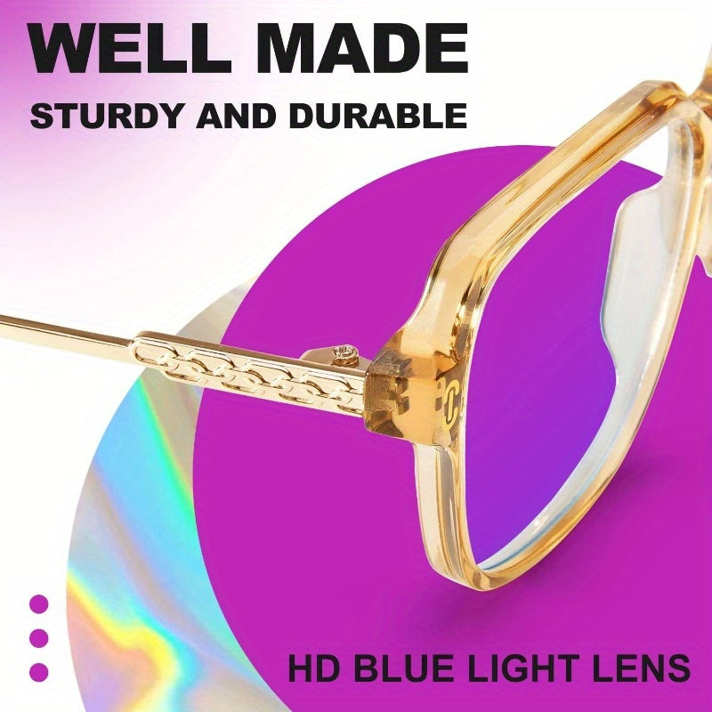 Oversized Light Blocking Glasses with Chic Square TR90 Frame and Metal Temple Women Men REMY