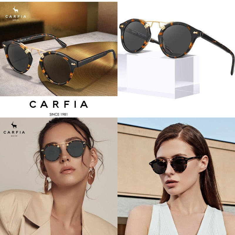 CARFIA Women's Small Face Retro Round Polarized Fashion Glasses - UV Protection 400nm