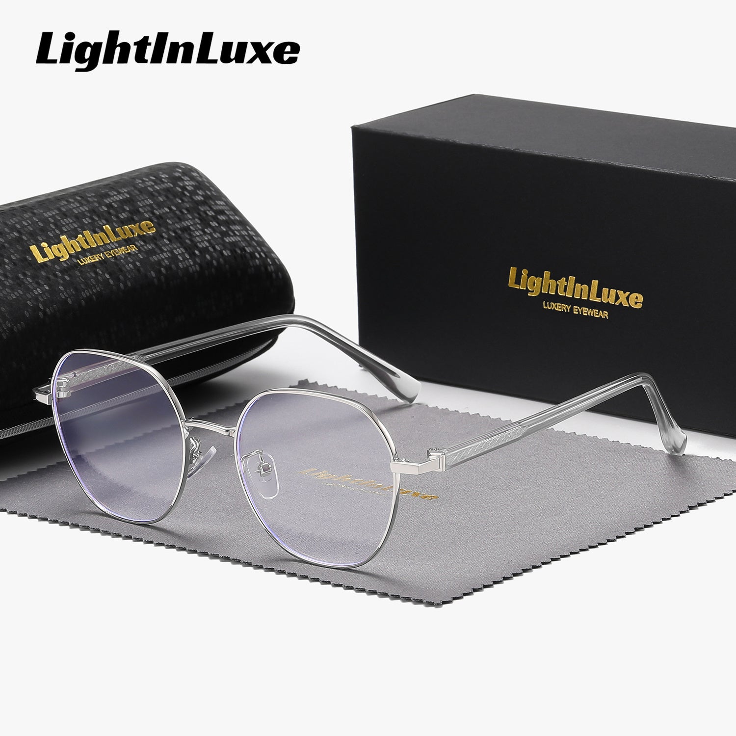 LightInLuxe Unisex Clear Anti-Blue Light Sunglasses - Full Frame Oval Eyewear with Case