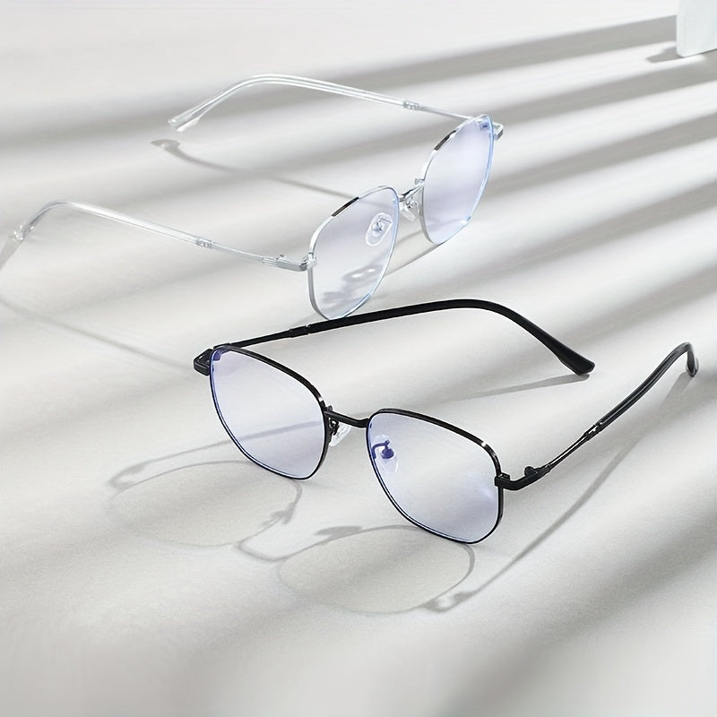 Aileen Unisex Metal Frame Fashion Glasses - Blue & Clear Gradient Lenses