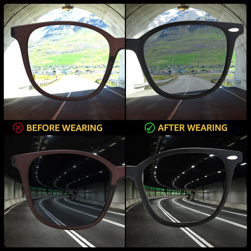 Photochromic for Men & Women - Anti-Glare Driving Glasses with Ultra-Light TR90 Frame - Adaptive for Day\u002F Night Use SG4297