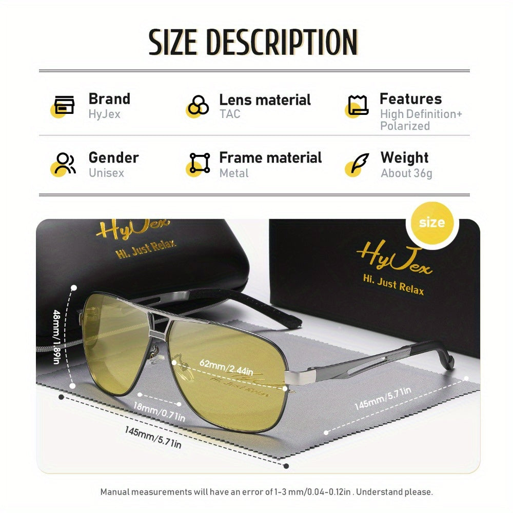 Fashion Glasses, HyJex HyJex Unisex Square Metal Polarized Fashion Glasses | Color-Changing Tinted Lenses