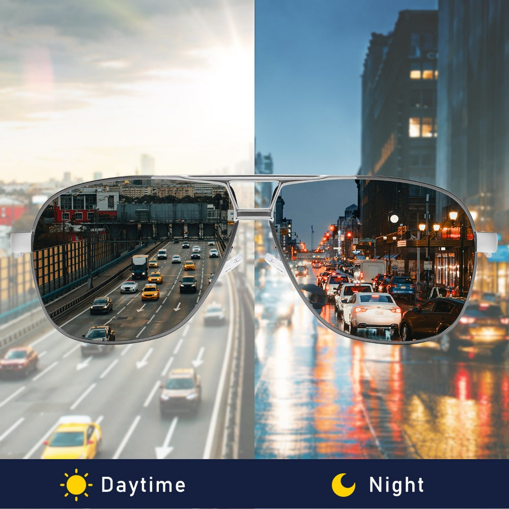 Fashion Glasses, HyJex HyJex Unisex Square Metal Polarized Fashion Glasses | Color-Changing Tinted Lenses