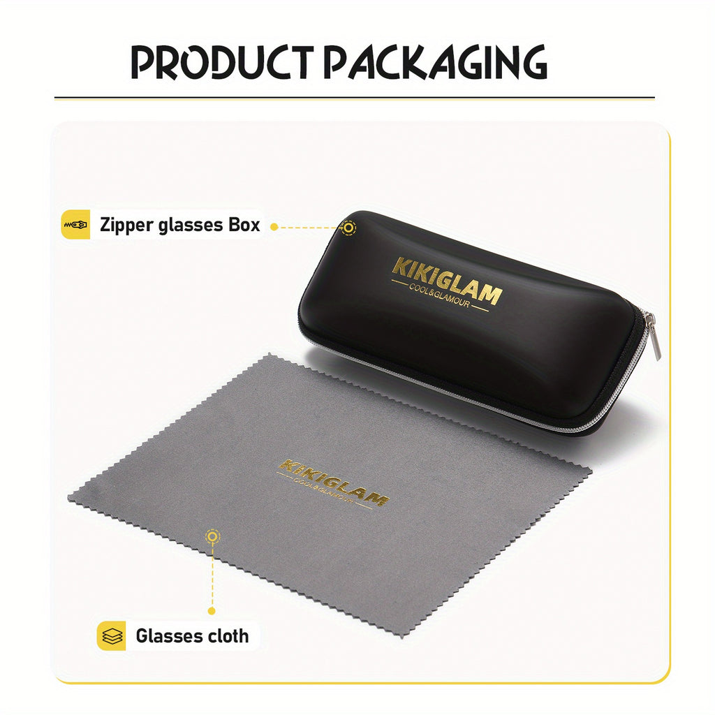 KIKIGLAM Fashion Full-Frame Fashion Glasses with Anti-Blue Light Flat Lens