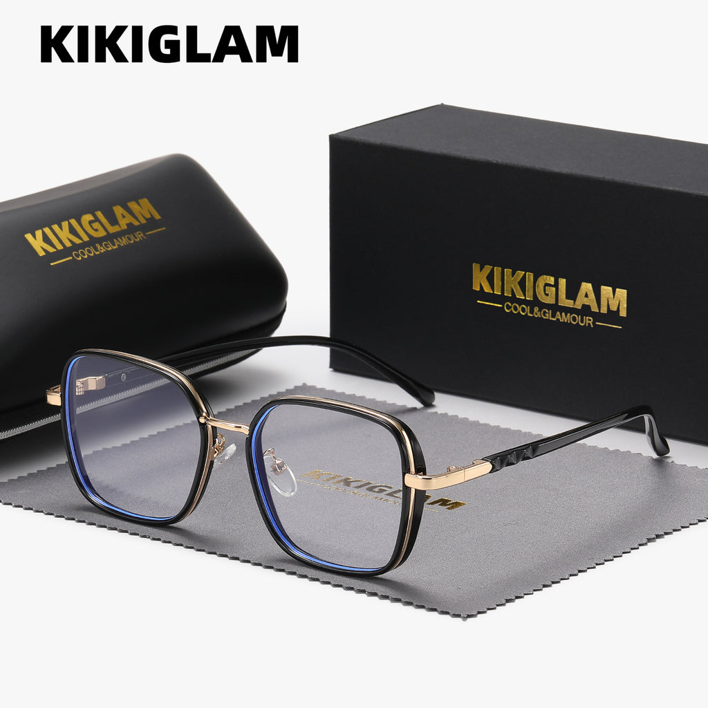KIKIGLAM Fashion Full-Frame Fashion Glasses with Anti-Blue Light Flat Lens