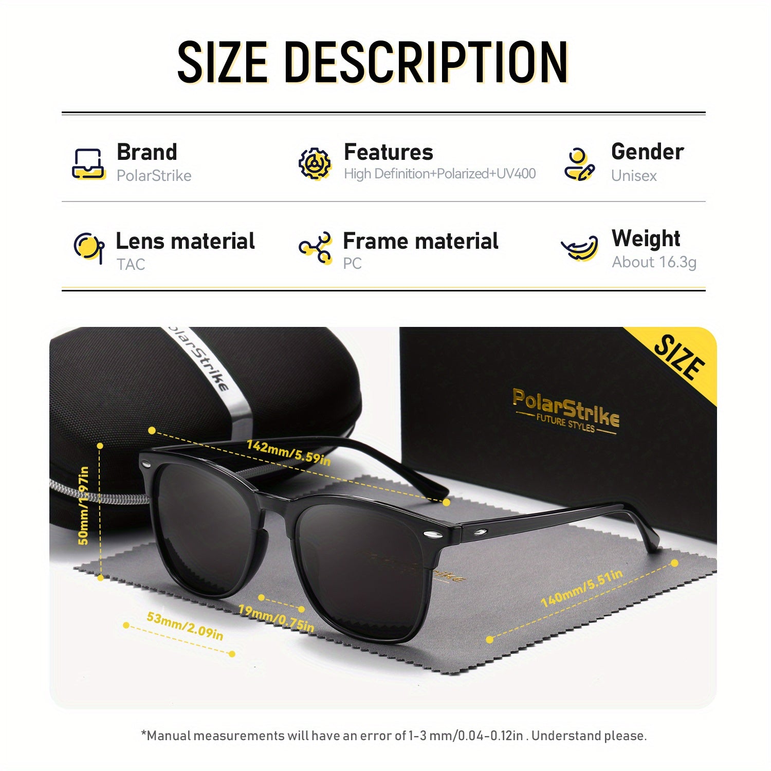 PolarStrike Unisex Full-Frame Polarized Fashion Glasses UV Protection