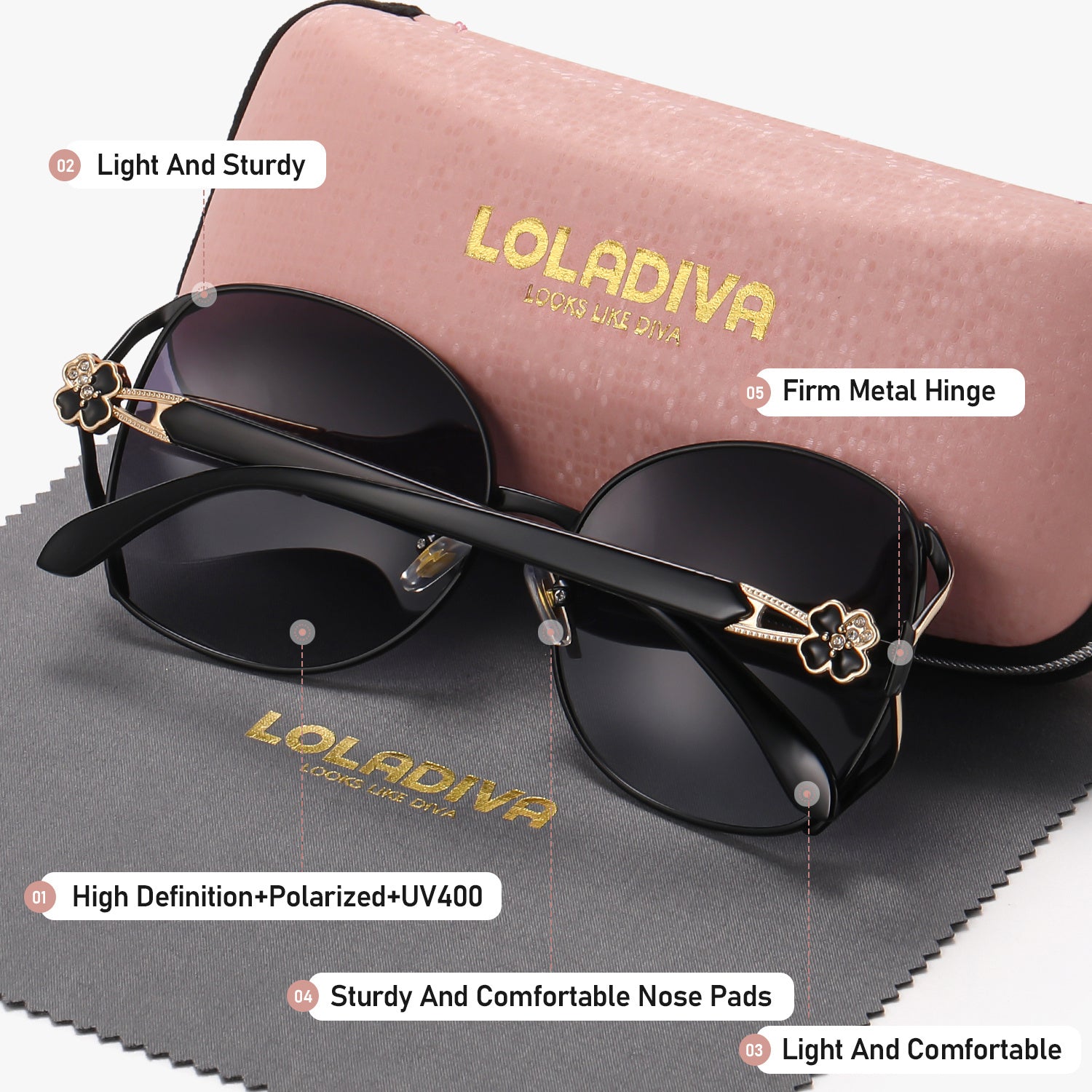 LolaDiva Unisex Casual Full Frame Polarized Glasses UV400