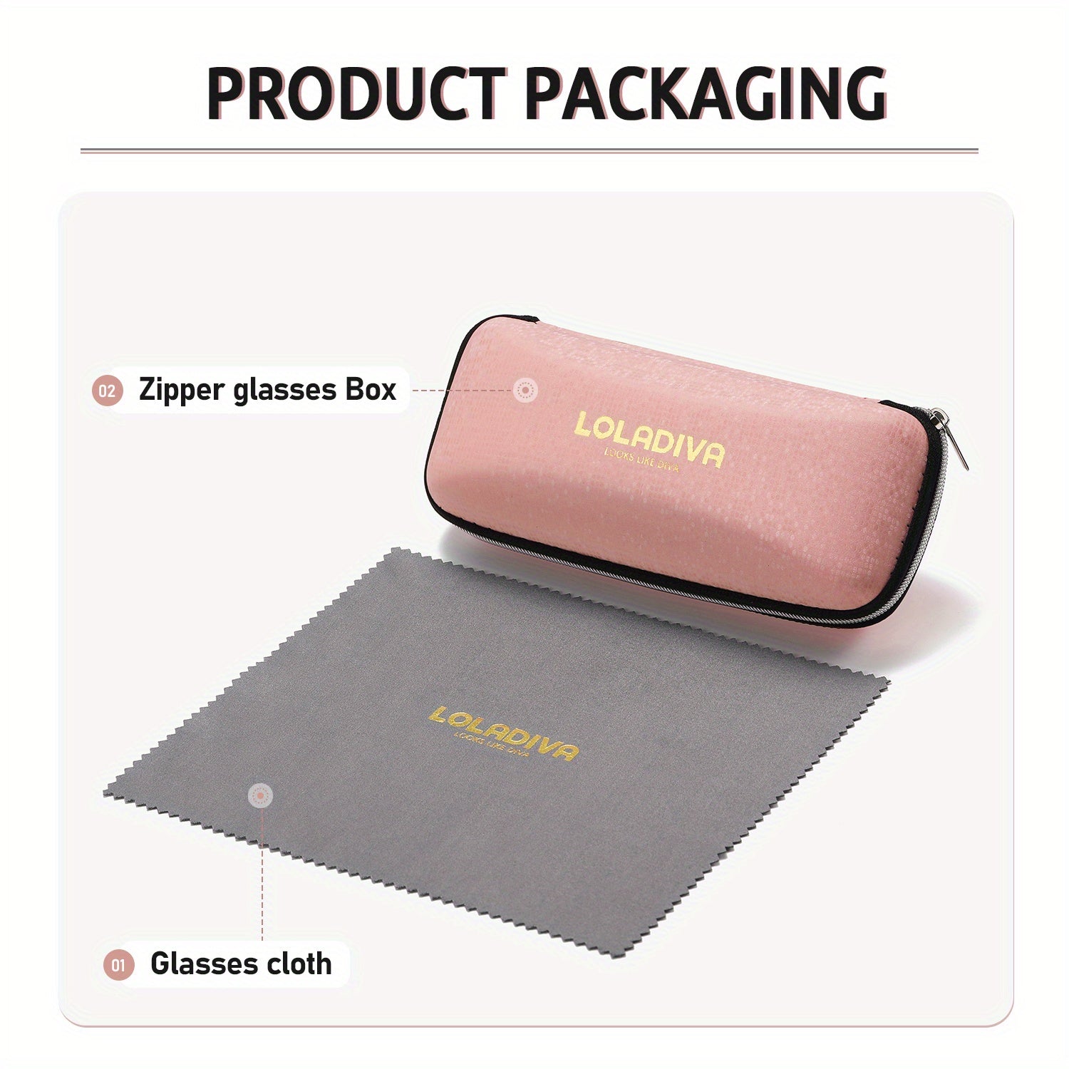 1 Pair LolaDiva UV400 Polarized Glasses, Casual Style, Zinc Alloy Frame, TAC Lens, with Case