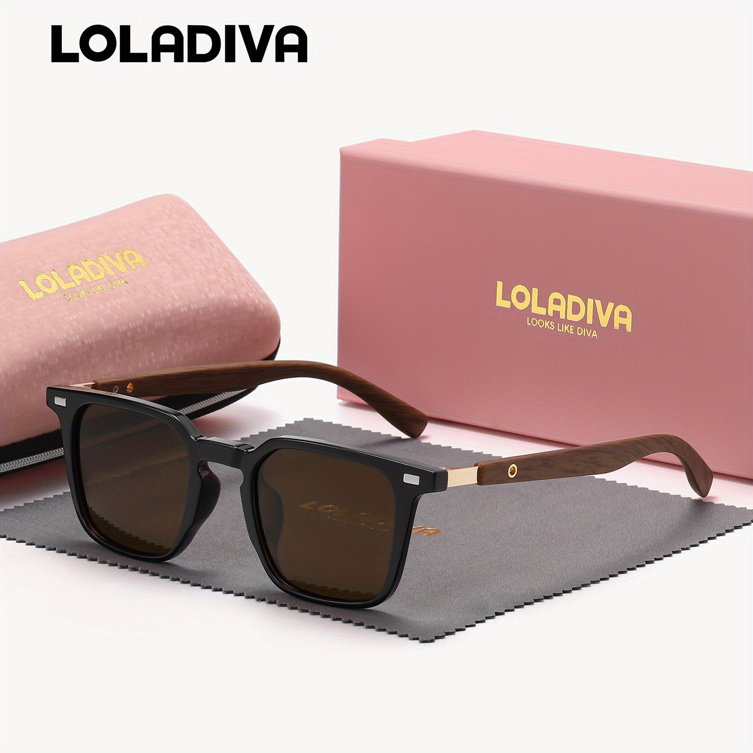 LolaDiva Unisex Retro Square Fashion Full Frame Polarized For Outdoor Party UV400