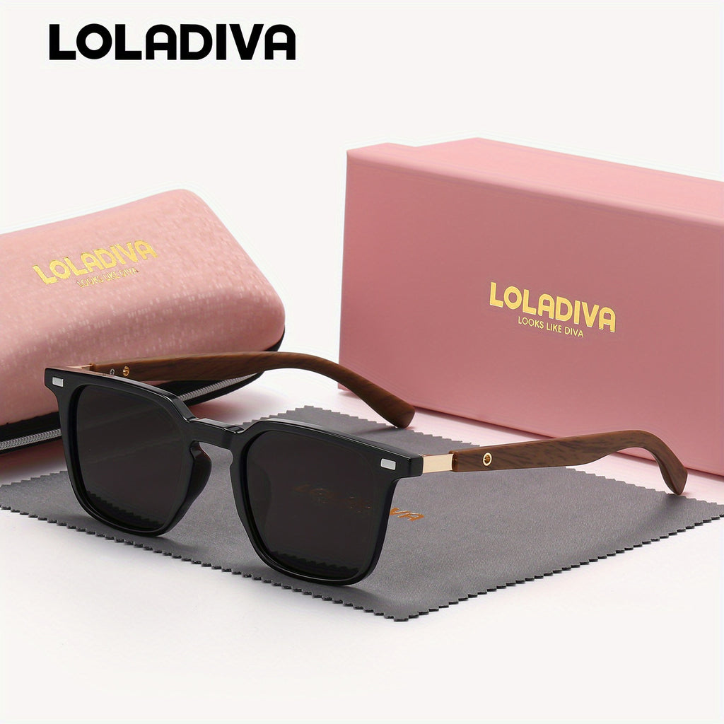 LolaDiva Unisex Retro Square Fashion Full Frame Polarized For Outdoor Party UV400