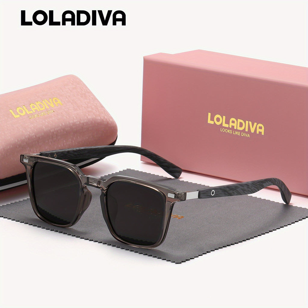 LolaDiva Unisex Retro Square Fashion Full Frame Polarized For Outdoor Party UV400