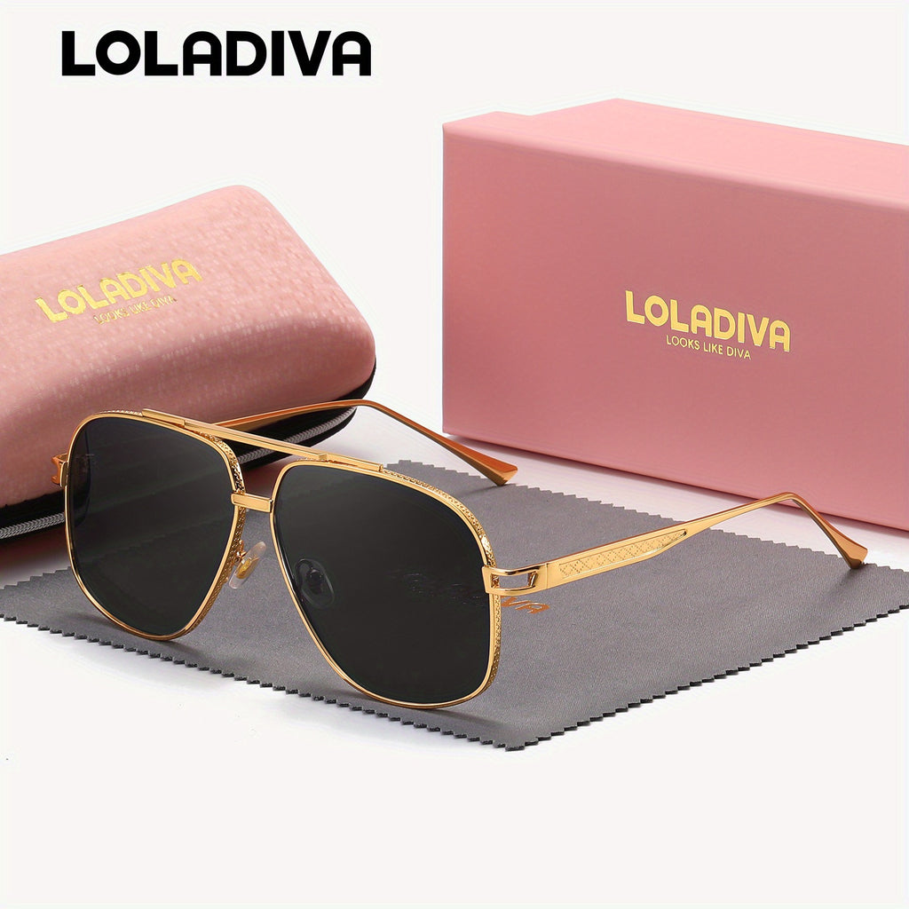 LolaDiva Unisex Full Rim Metal Frame Glasses, Polarized TAC Lens, Professional UV400 Protection, Fashion Eyewear