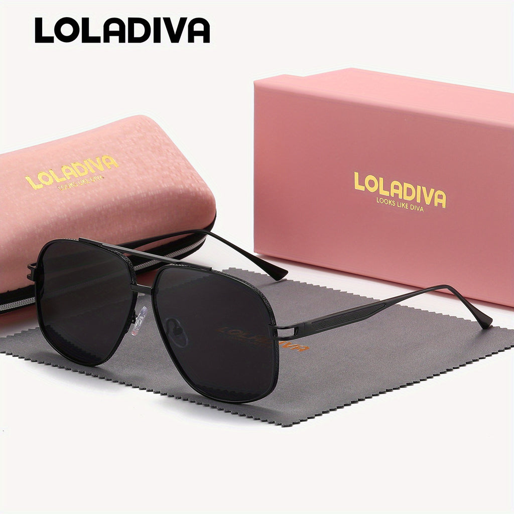 LolaDiva Unisex Full Rim Metal Frame Glasses, Polarized TAC Lens, Professional UV400 Protection, Fashion Eyewear