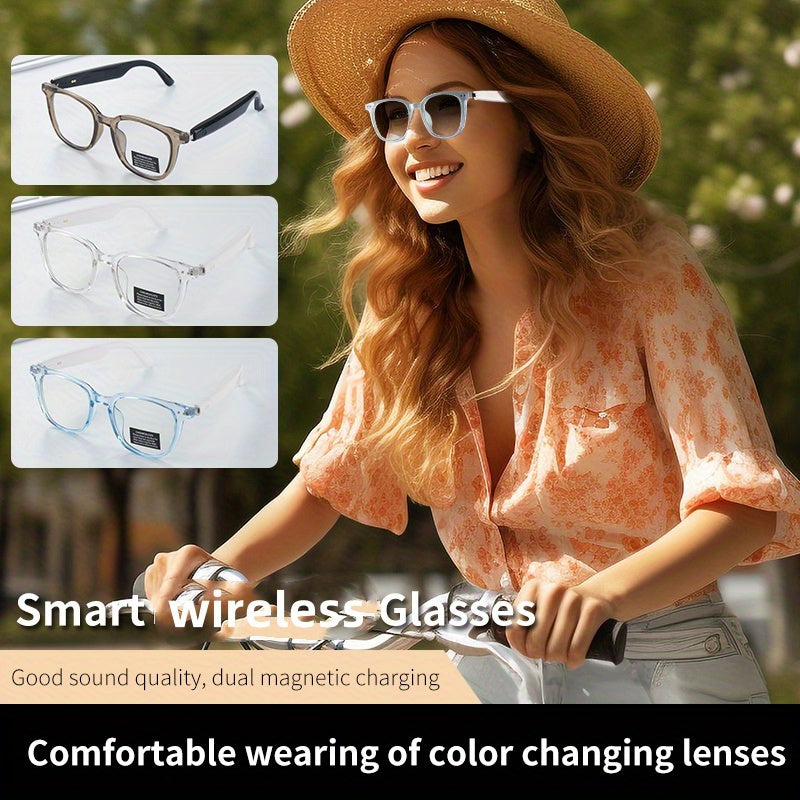 Color changing glasses smart glasses, indoor white anti-blue light, outdoor UV protection changes to black