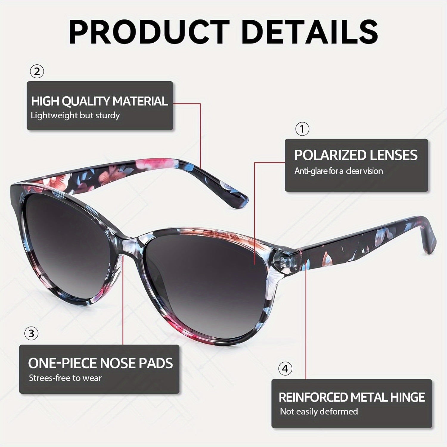 COOLEAR Polarized for Women, Trendy Classic with UV400 Protection for Outdoor\u002F Driving