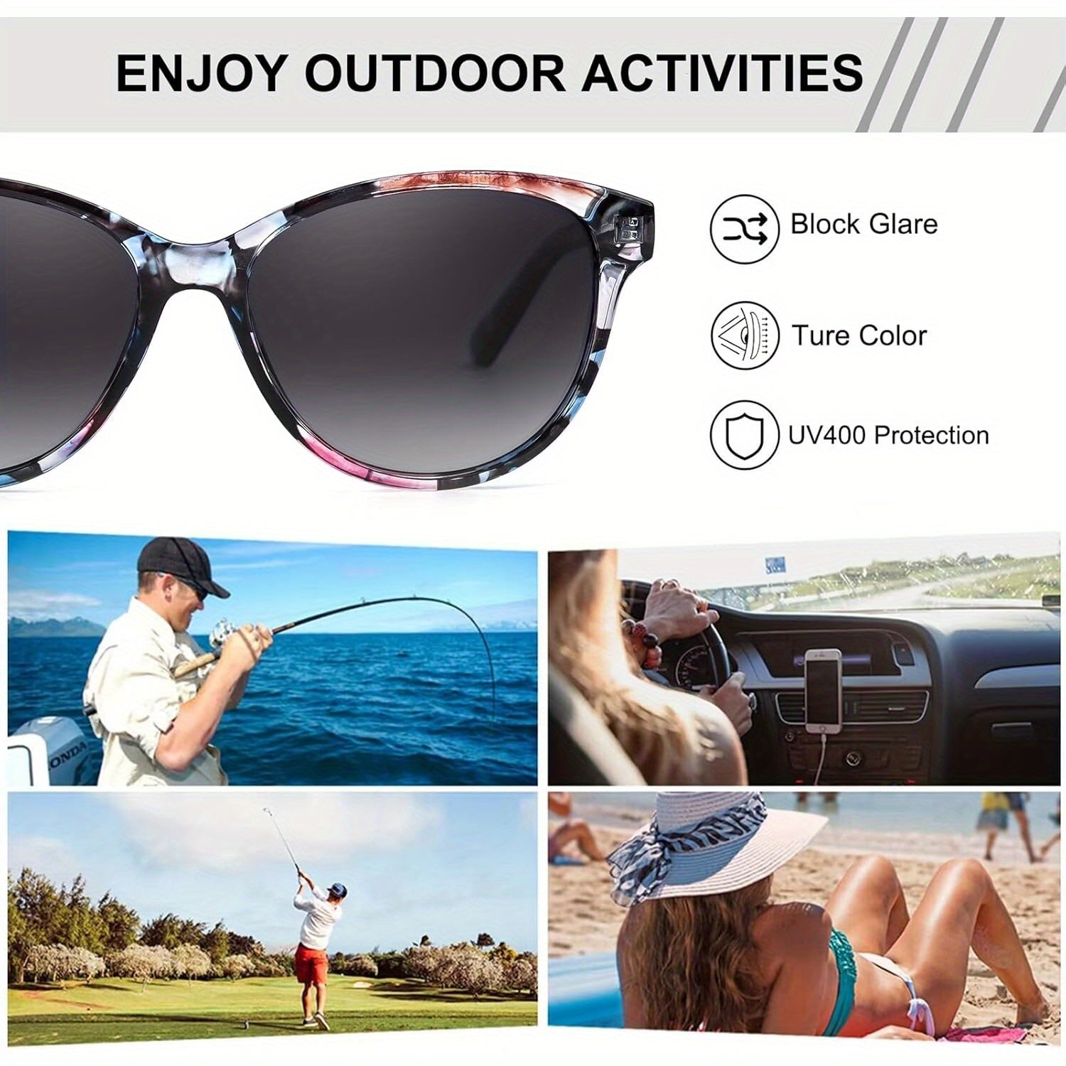 COOLEAR Polarized for Women, Trendy Classic with UV400 Protection for Outdoor\u002F Driving