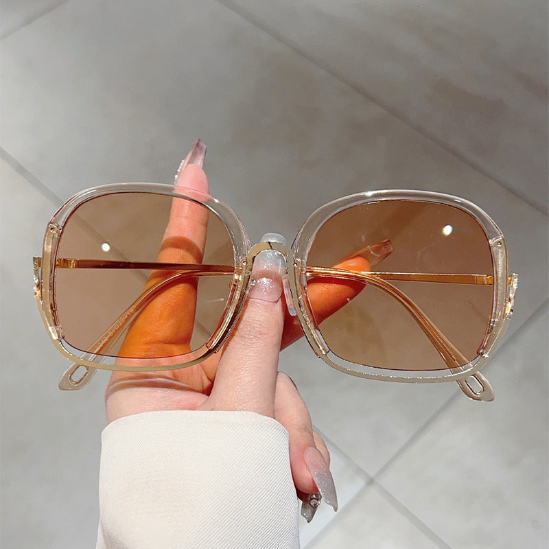 Women'S Luxury Square Frame Fashion Glasses - Anti-Blue Light & Polarized Lenses, Metallic temples