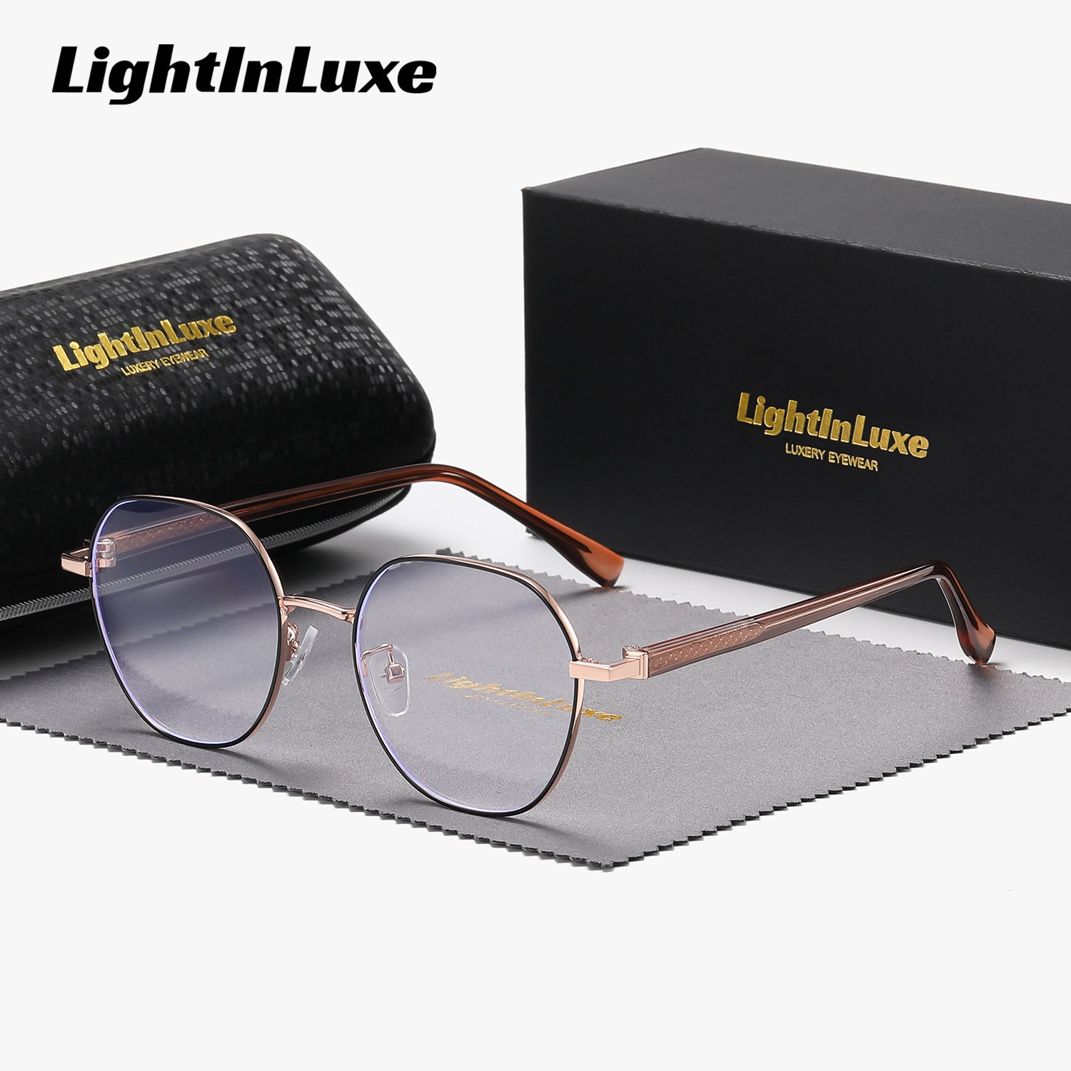 LightInLuxe Unisex Clear Anti-Blue Light Sunglasses - Full Frame Oval Eyewear with Case