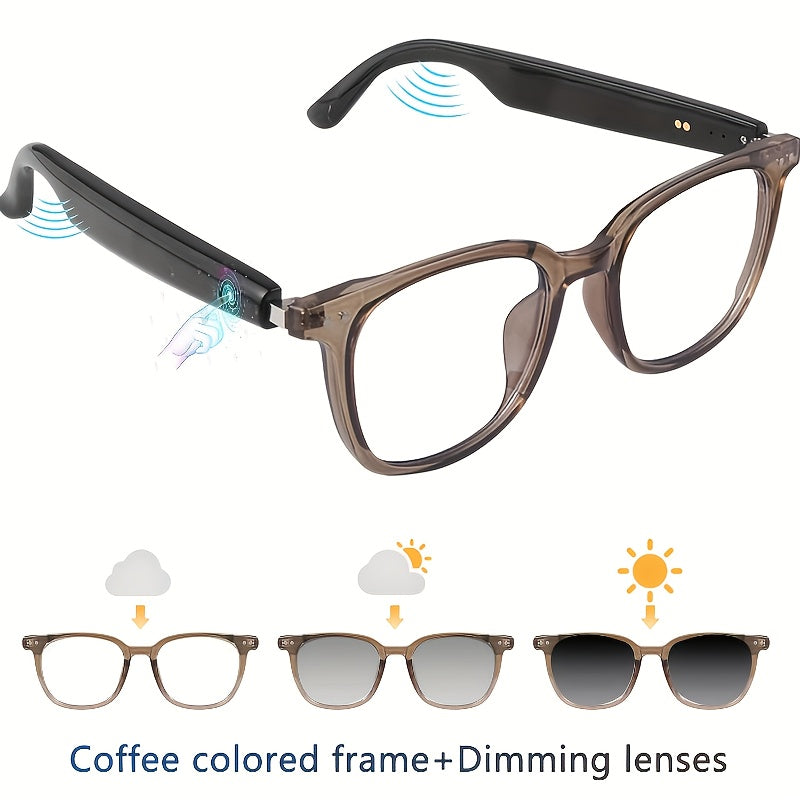 Color changing glasses smart glasses, indoor white anti-blue light, outdoor UV protection changes to black