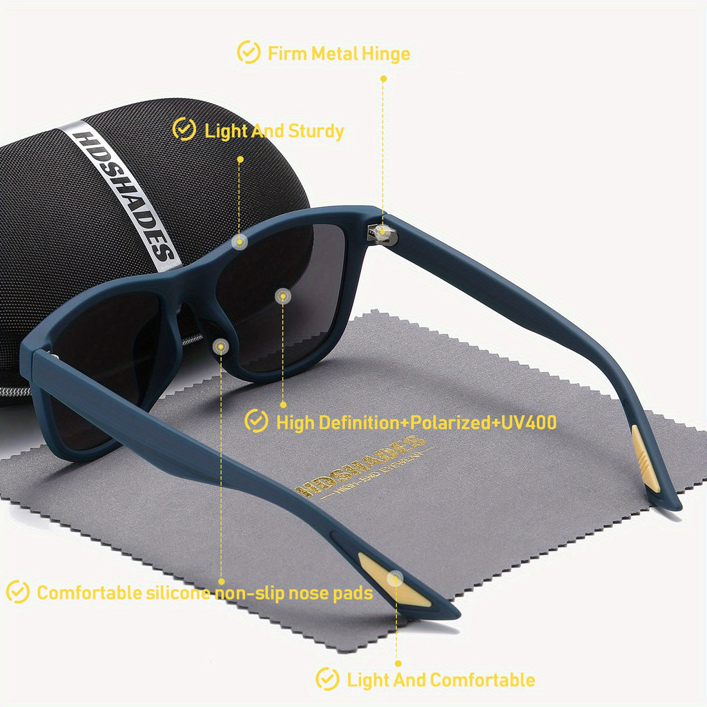 HDSHADES Unisex Trendy Stylish Full-Frame Polarized Glasses Square Rock Climbing Glasses UV400