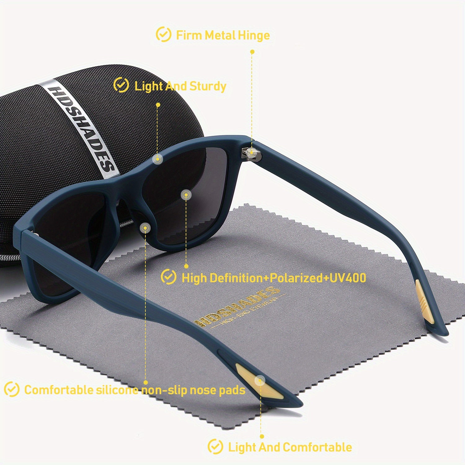 HDSHADES Unisex Trendy Stylish Full-Frame Polarized Glasses Square Rock Climbing Glasses UV400