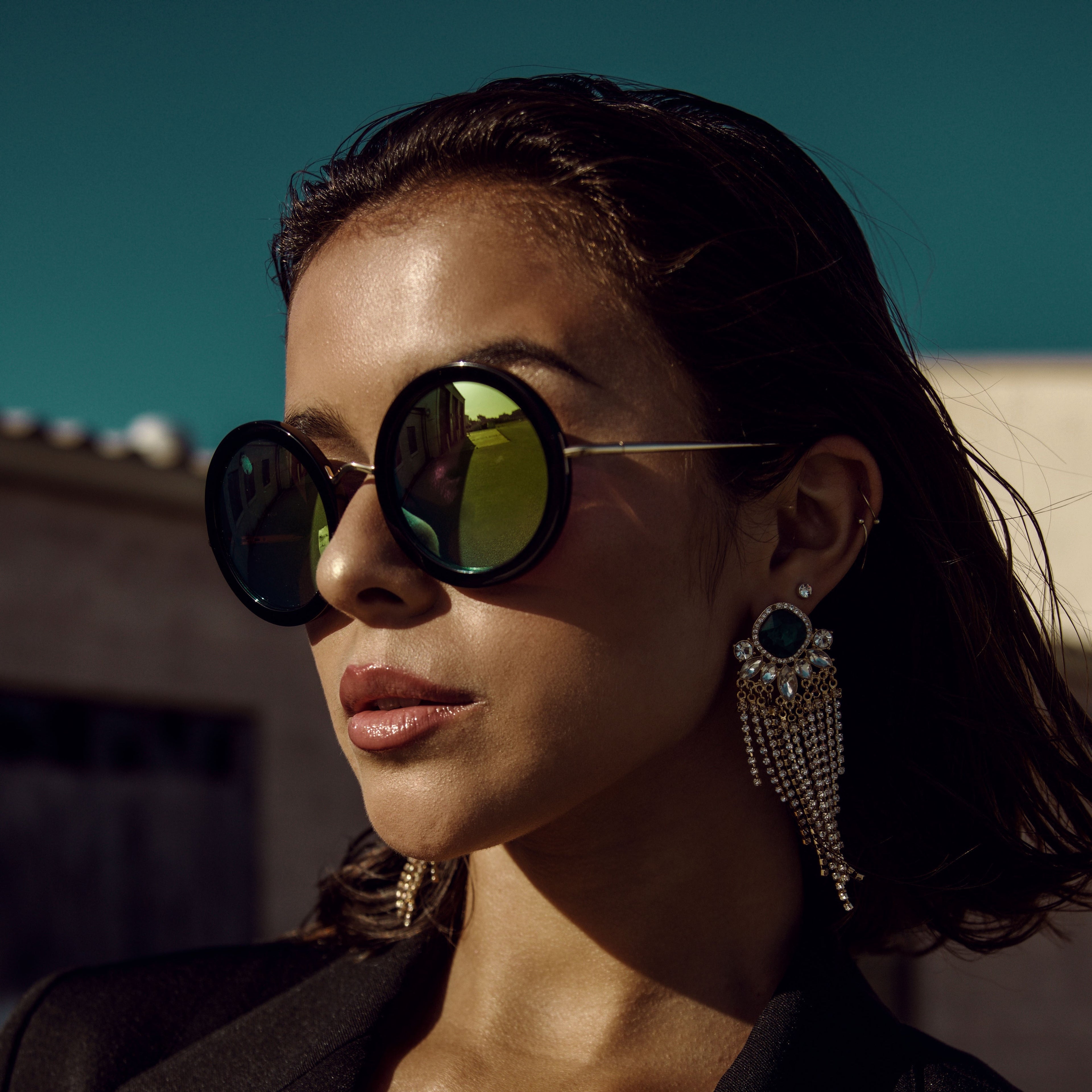 Sophisticated Handcrafted Italian Women's Designer Eyewear with Round Acrylic Frame