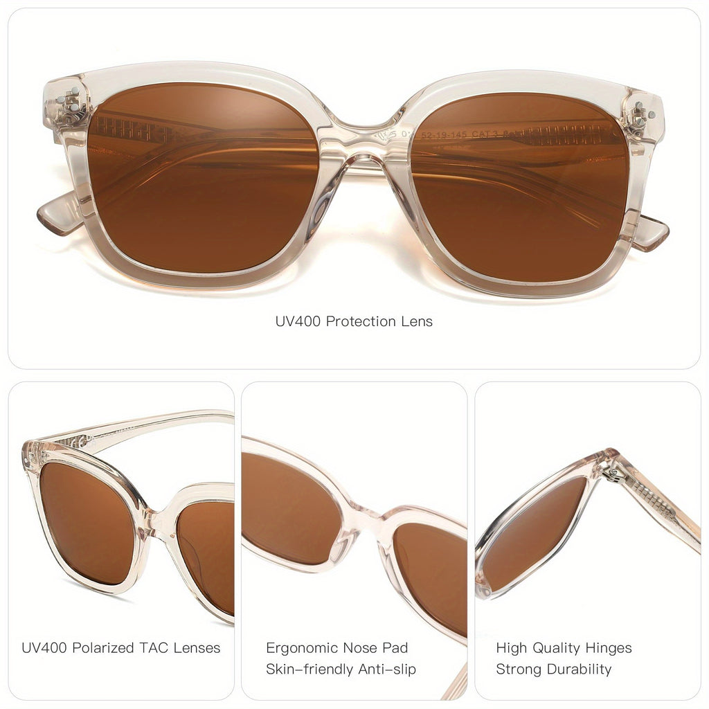 ZENOTTIC Polarized Glasses Women Trendy: Square Designer Acetate Glasses - Retro Shades For Vacation UV400 Protection