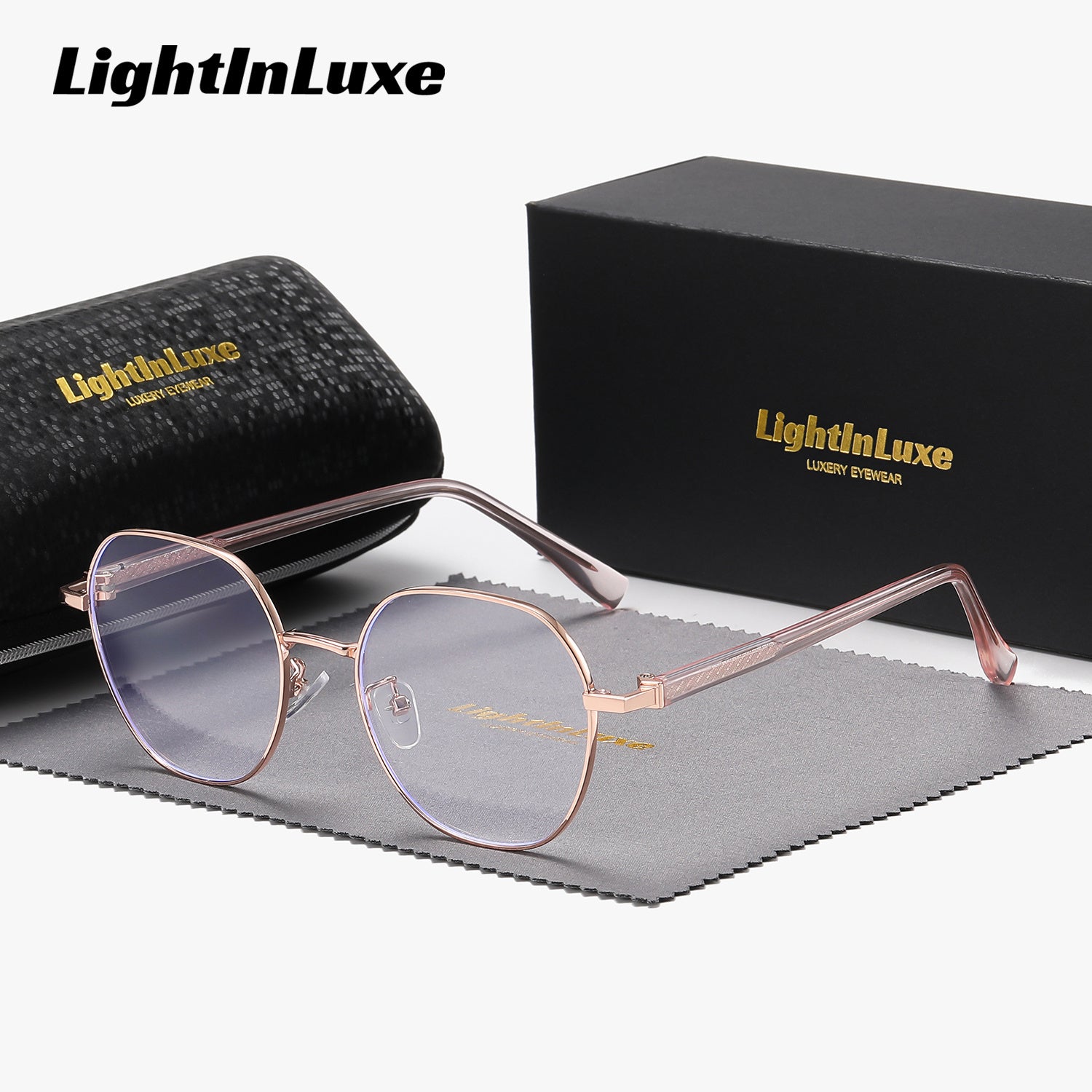 LightInLuxe Unisex Clear Anti-Blue Light Sunglasses - Full Frame Oval Eyewear with Case