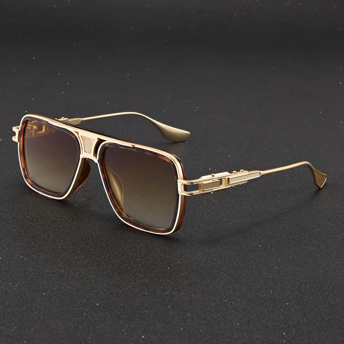 1 Pair Punk Style Square Glasses - Gray to Yellow Gradient Color-Changing Lenses, Oversized Square Frames