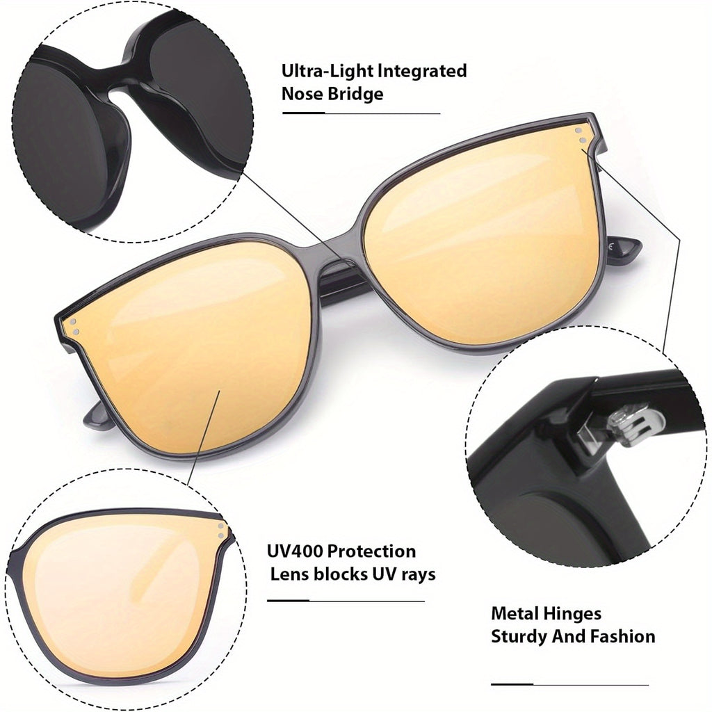 2pcs COOLEAR Polarized Cat Eye for Women, Rectangle Frame, TAC Lens