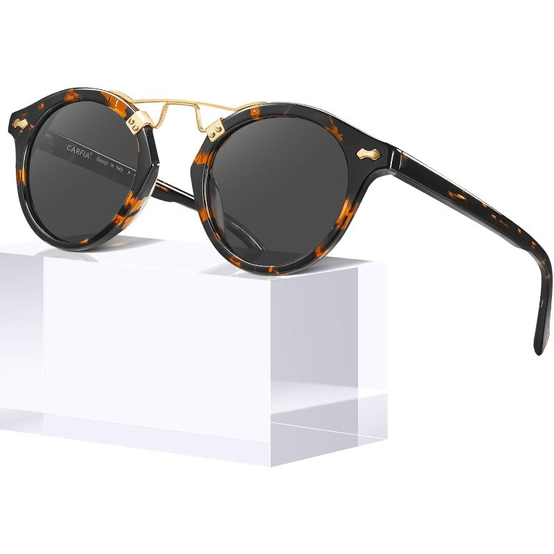 CARFIA Women's Small Face Retro Round Polarized Fashion Glasses - UV Protection 400nm