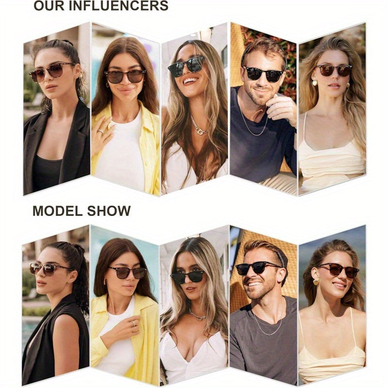 Retro Vintage Square Polarized Fashion Glasses for Women & Men - UV Protection & Anti-Blue Light TR90 Frame