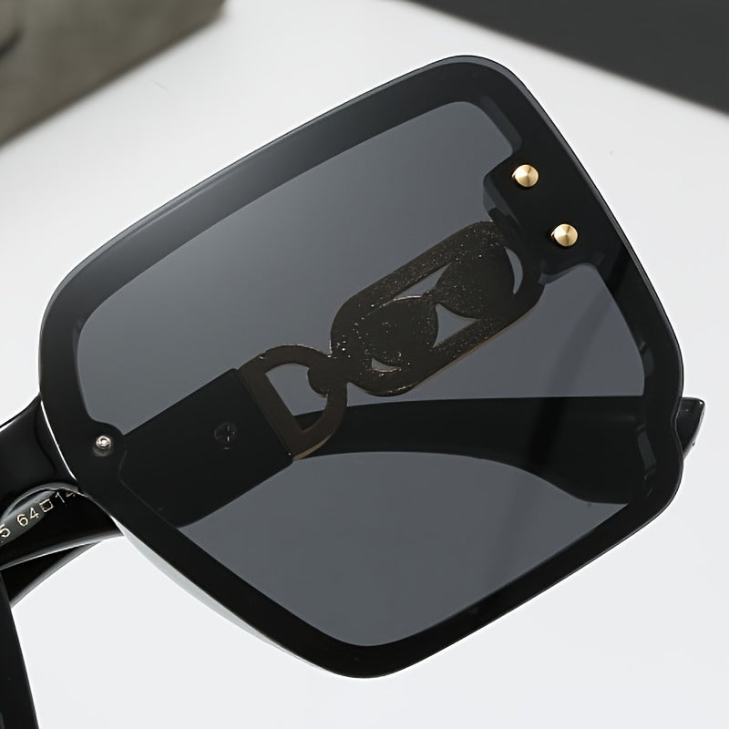 1 Pair Women's Oversized Square Shield Fashion Glasses - Gradient Color-Changing Lenses