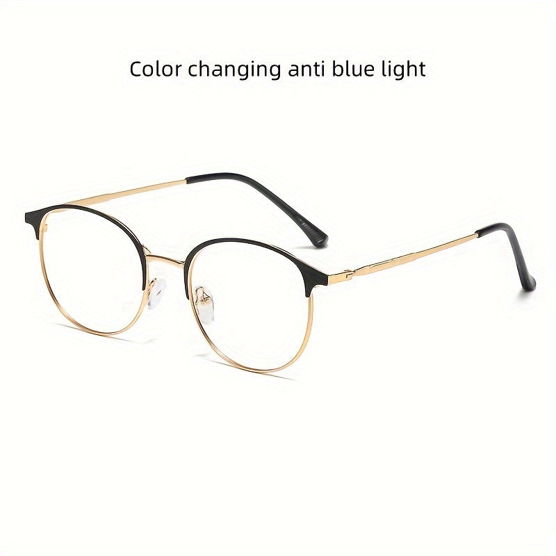 1 Pair of Stylish Round Fashion Glasses for Men & Women - Photochromic Lenses