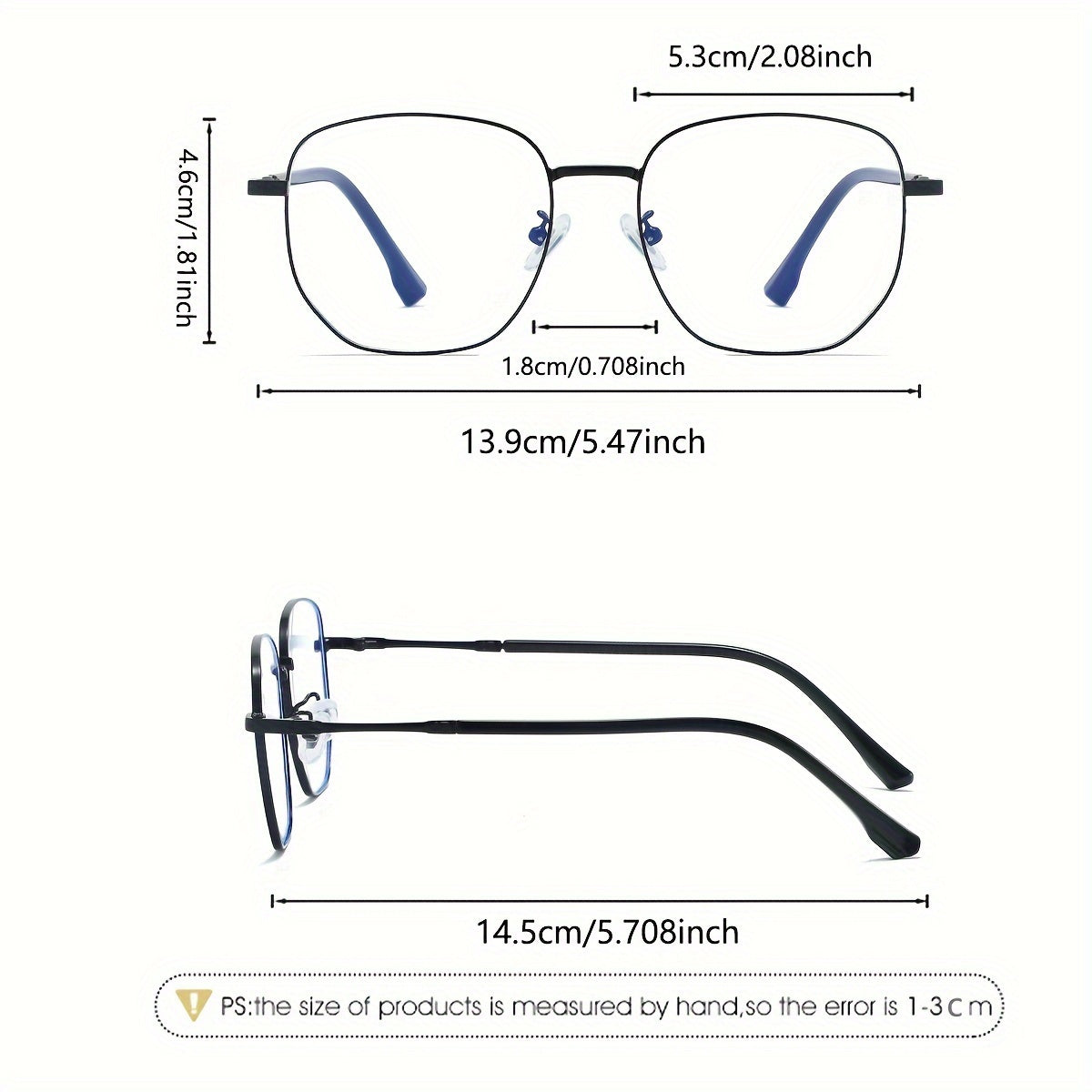 Aileen Unisex Metal Frame Fashion Glasses - Blue & Clear Gradient Lenses
