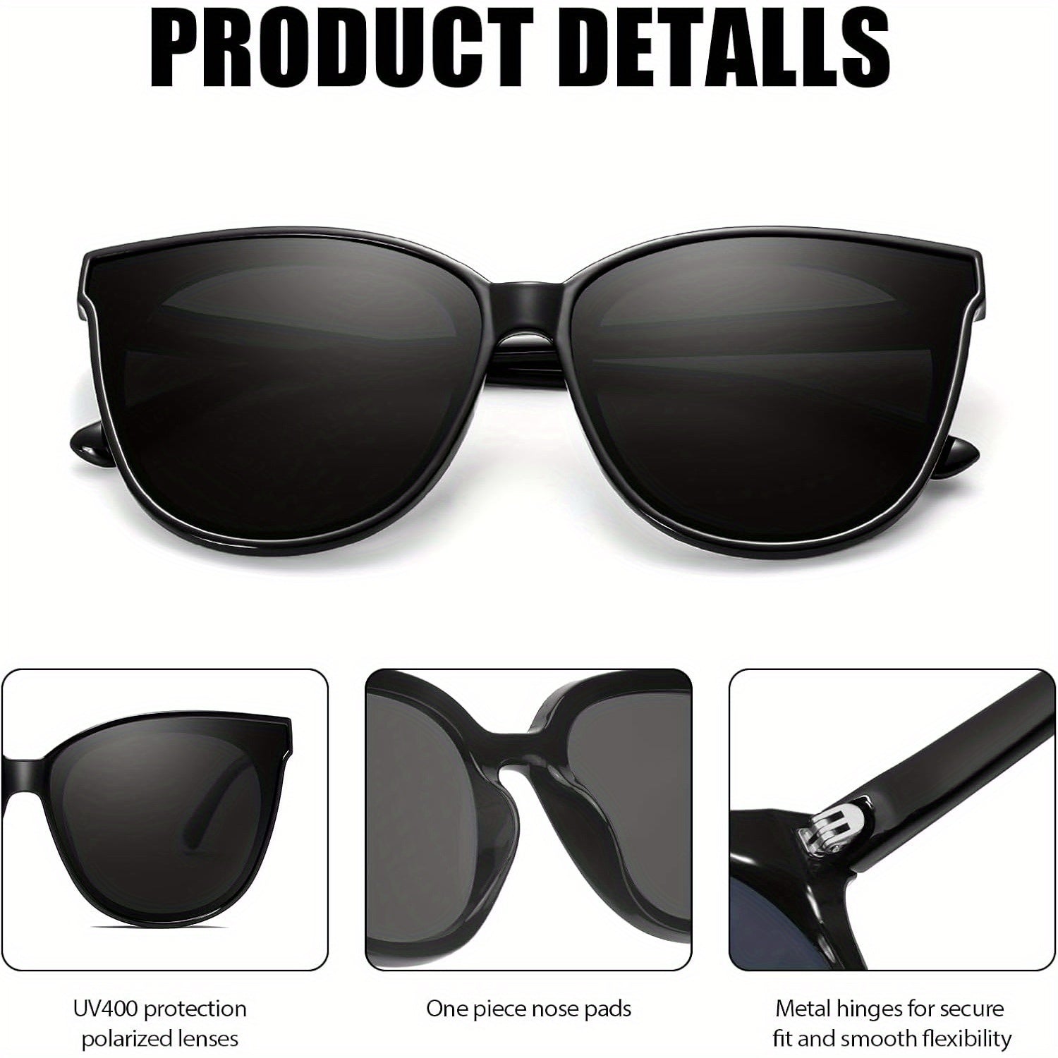 Women'S Cat Eye Glasses - Polarized Oversized Vintage Fashion Shades with 99.99% UV400 Protection - Retro Chic Eyewear for Driving