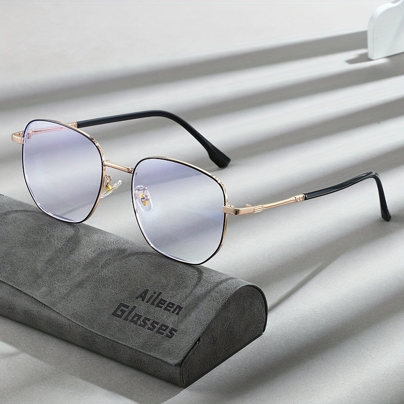 Aileen Unisex Metal Frame Fashion Glasses - Blue & Clear Gradient Lenses