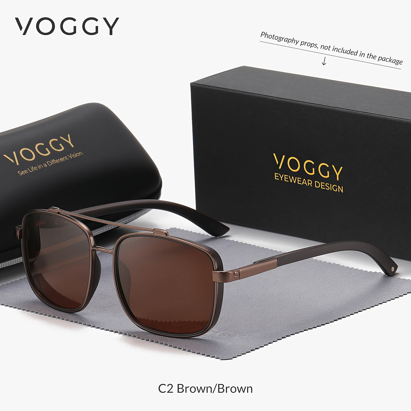 VOGGY Fashion Simple Retro Pilot Metal TR90 UV Protection Polarized Glasses