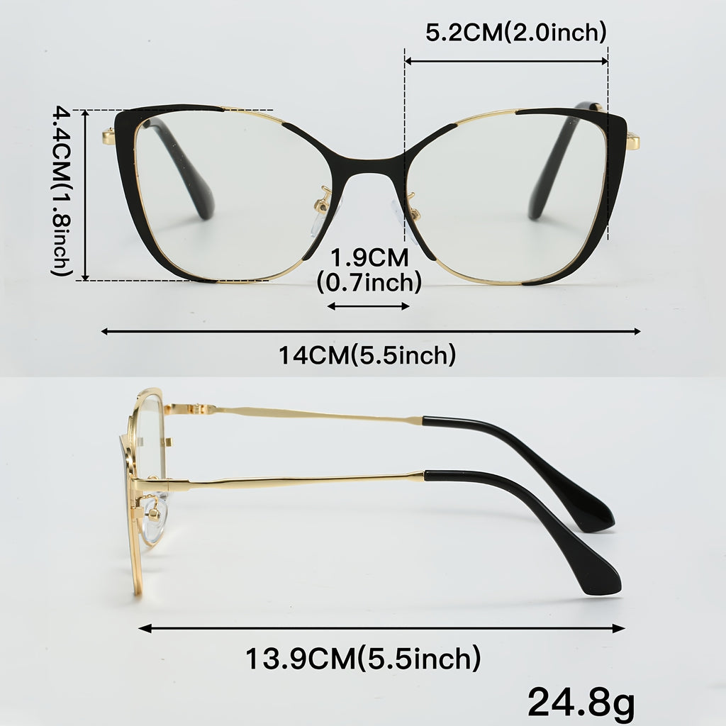 1pc Trendy Women's Y2K Cat Eye Photochromic Fashion Glasses - Retro Metal Frame