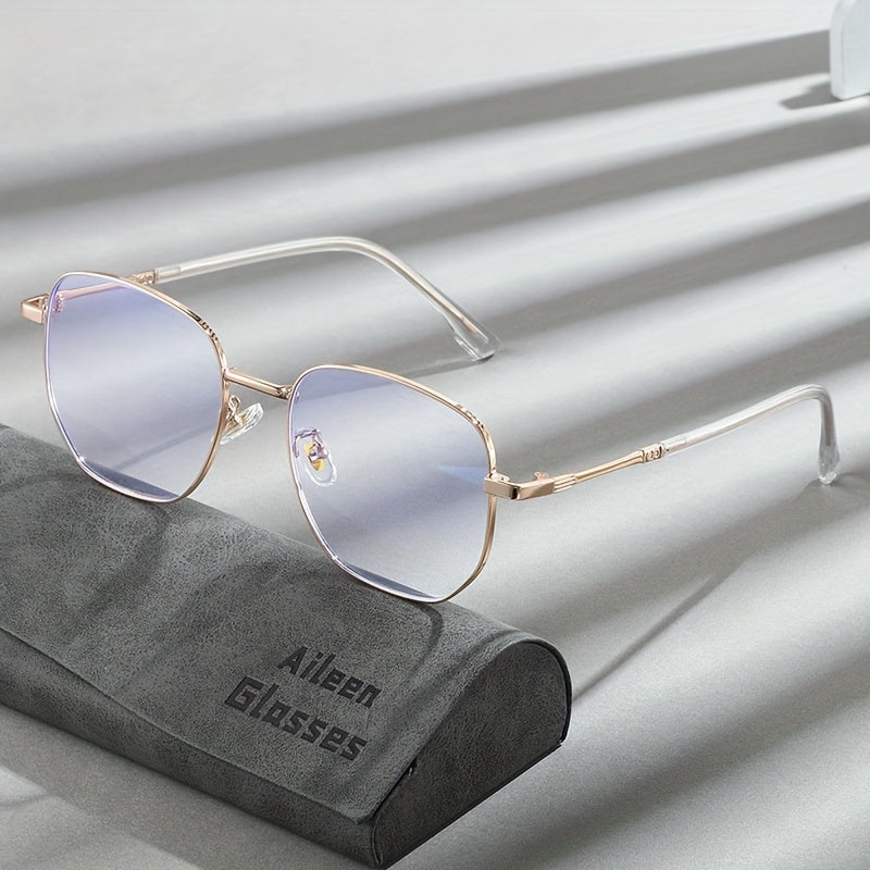 Aileen Unisex Metal Frame Fashion Glasses - Blue & Clear Gradient Lenses