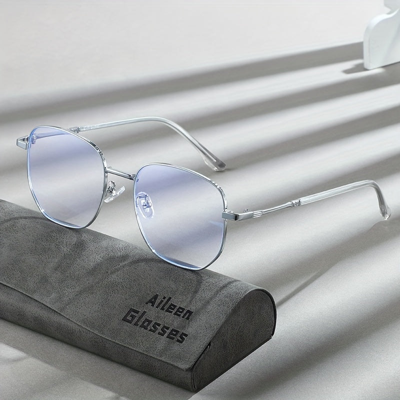 Aileen Unisex Metal Frame Fashion Glasses - Blue & Clear Gradient Lenses