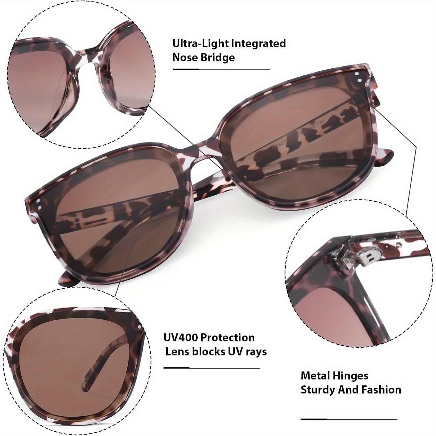 2pcs COOLEAR Polarized Cat Eye for Women, Rectangle Frame, TAC Lens