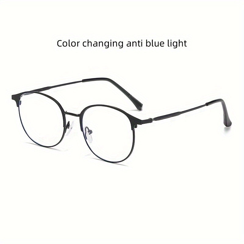 1 Pair of Stylish Round Fashion Glasses for Men & Women - Photochromic Lenses