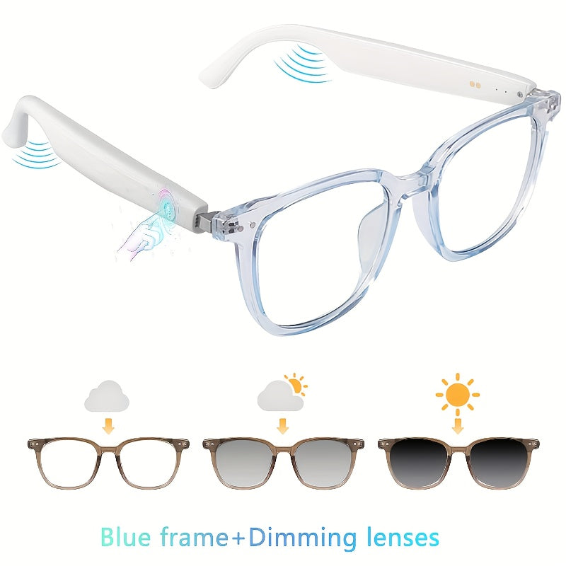 Color changing glasses smart glasses, indoor white anti-blue light, outdoor UV protection changes to black