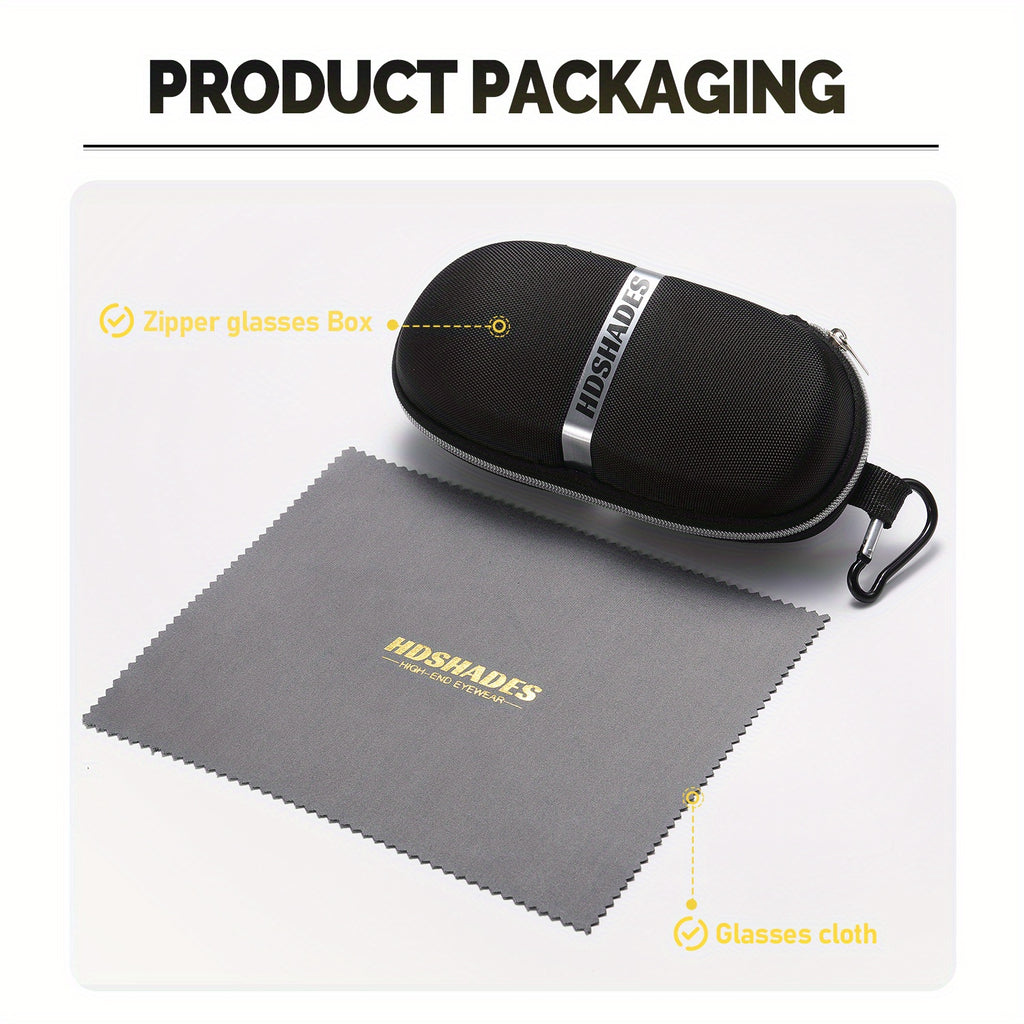 HDSHADES Unisex Trendy Stylish Full-Frame Polarized Glasses Square Rock Climbing Glasses UV400