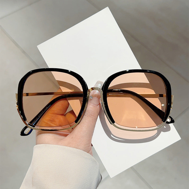 Women'S Luxury Square Frame Fashion Glasses - Anti-Blue Light & Polarized Lenses, Metallic temples