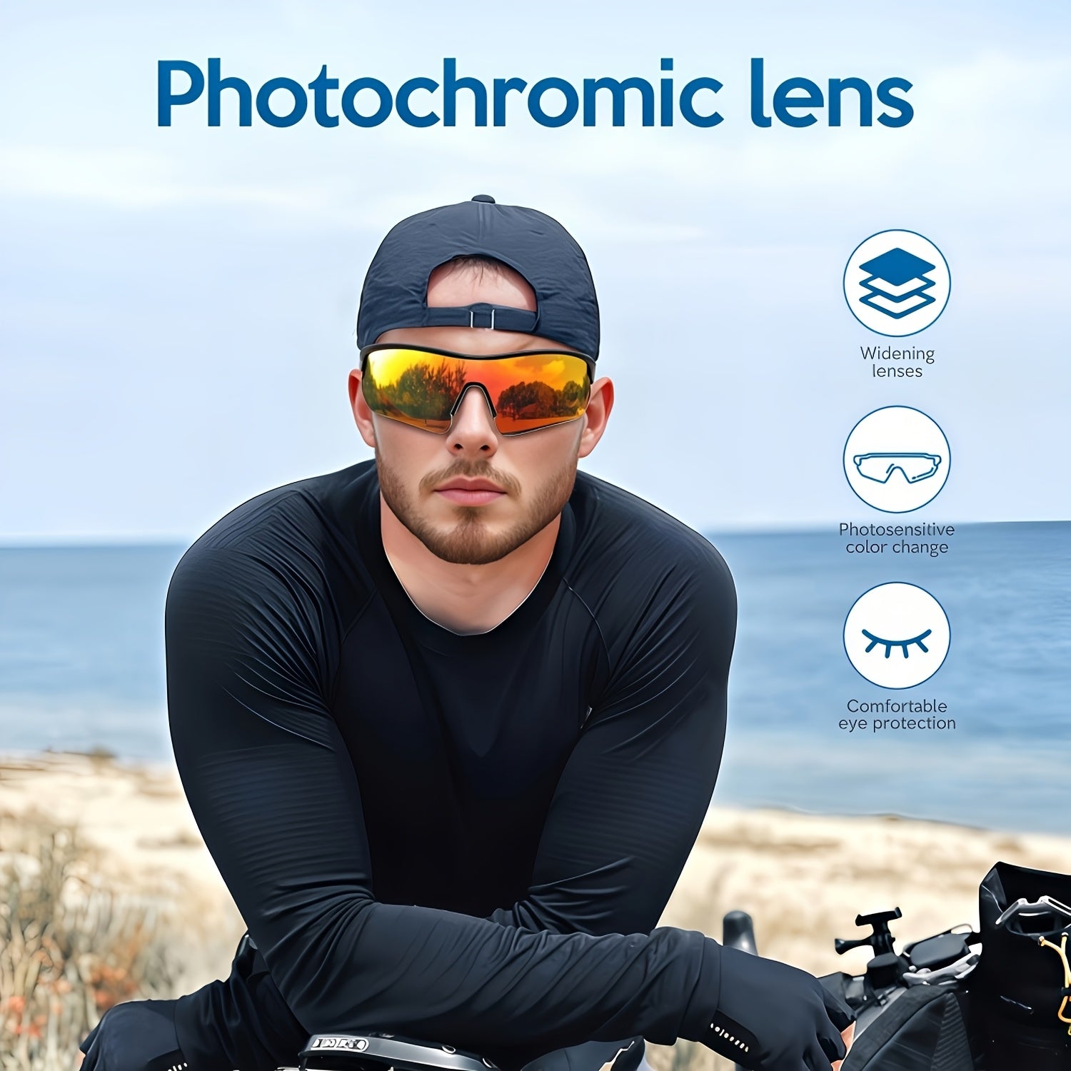 Lentes Fotocromaticos Hombre Ultraviolet-proof Bike Glasses Polarization Windproof Photochromic Lightweight Suitable for Cycling