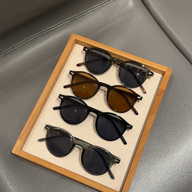 Men's Retro Round Tortoiseframe-Style Fashion Glasses - Polarized Anti-Blue Light Non-Prescription Glasses