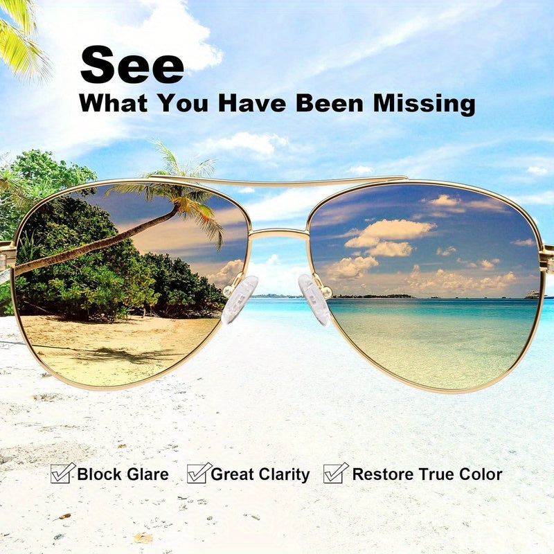 Polarized Fashion Glasses for Women with UV Protection, Acetate Arms & Metal Frame